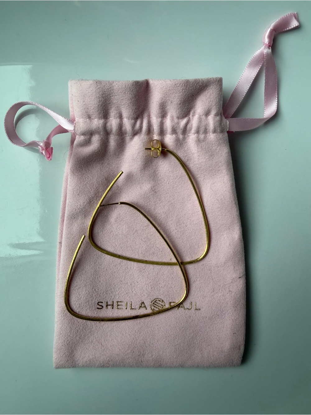 Sheila Fajl Gold Triangle Hoop Earrings #021